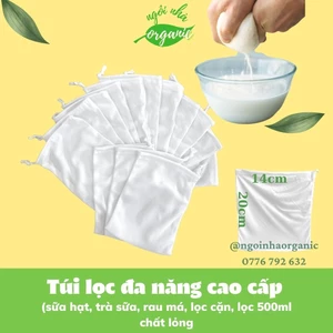 Túi lọc đa năng có dây rút 14 x 20 cm - lọc sữa hạt - cà phê - lọc bã - túi đựng vật dụng tiện lợi