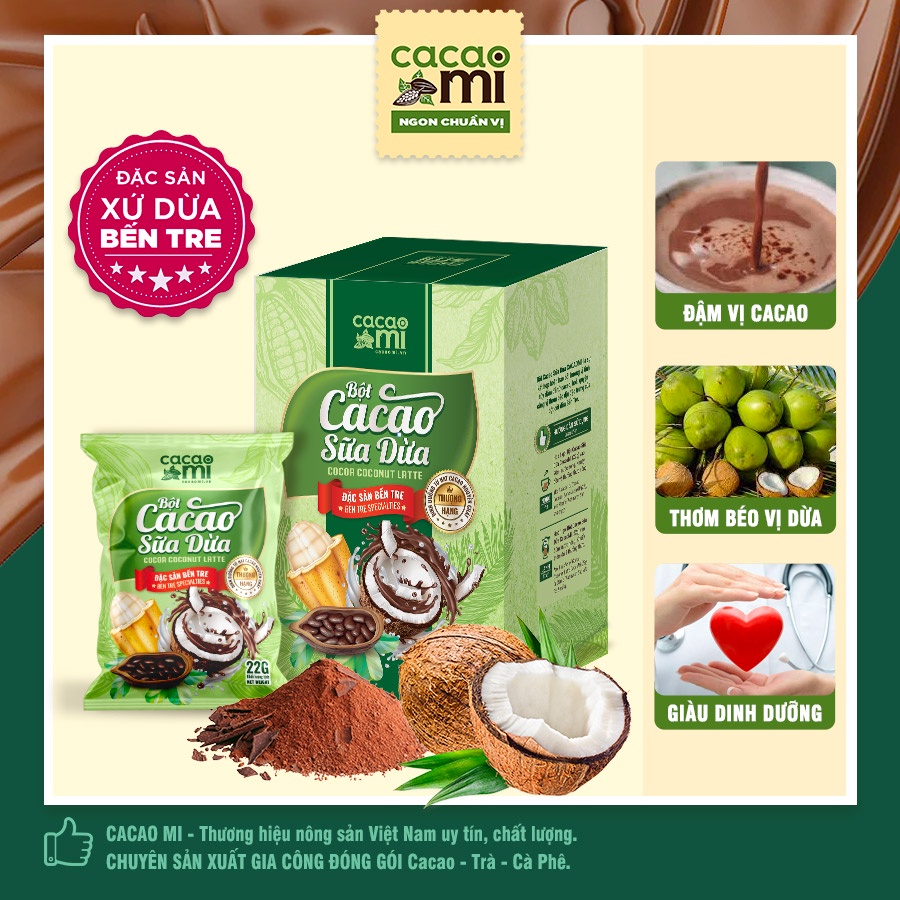 Ảnh Bột cacao sữa dừa CacaoMi pha trà sữa socola đậm đà ca cao thơm ngon vị dừa Bến Tre gói tiện dụng 1