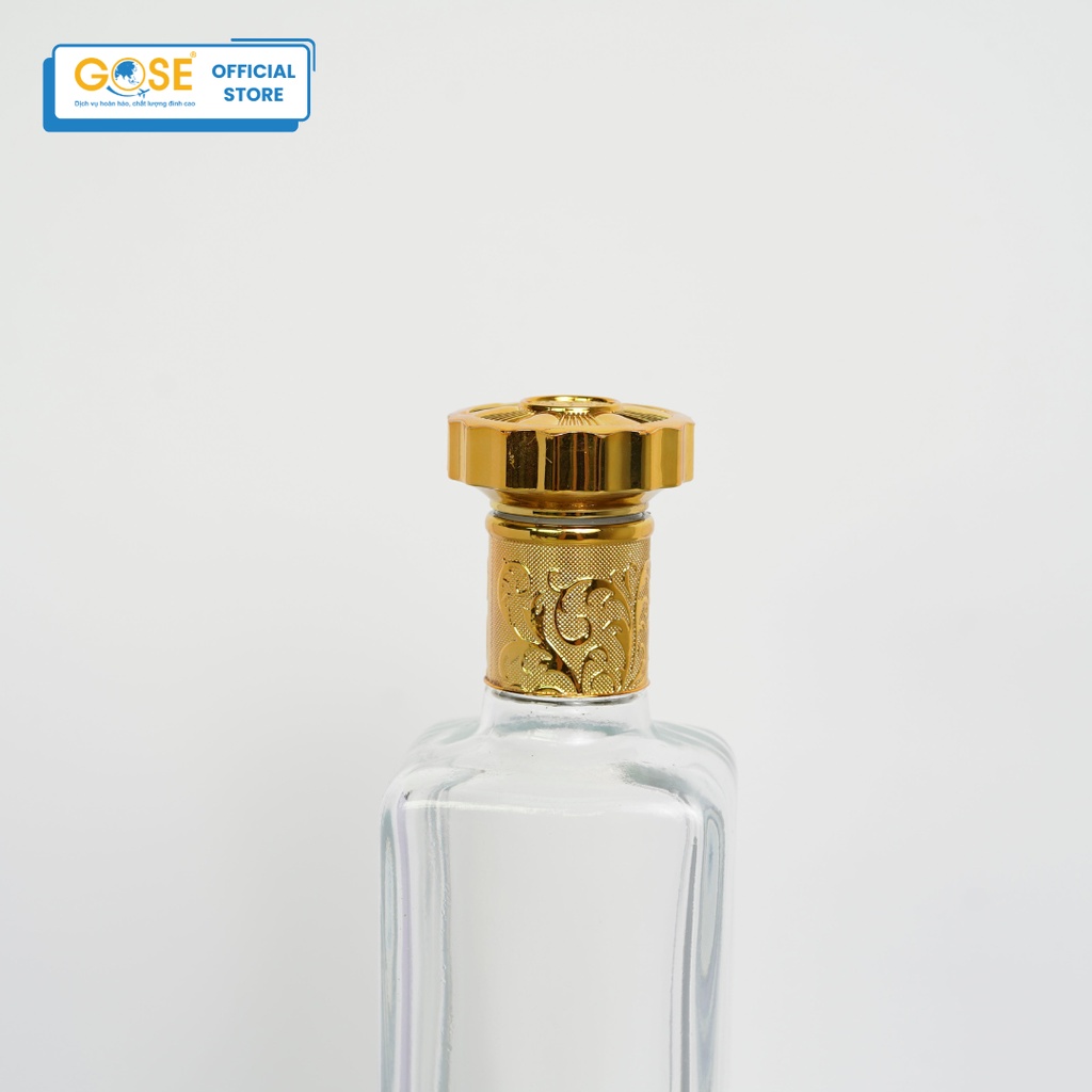 Ảnh Chai thủy tinh đựng rượu 500ml GOSE dáng vuông nắp vàng cao cấp chiết thực phẩm 1