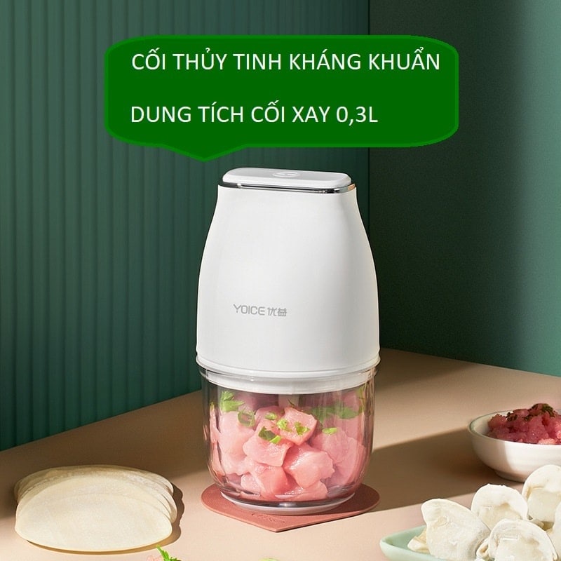 Ảnh Máy xay ăn dặm, tỏi ớt, rau củ quả đa năng YOICE 300ml, 3 lưỡi dao sắc bén giúp thực phẩm nhanh nhuyễn [HÀNG CHÍNH HÃNG] 1