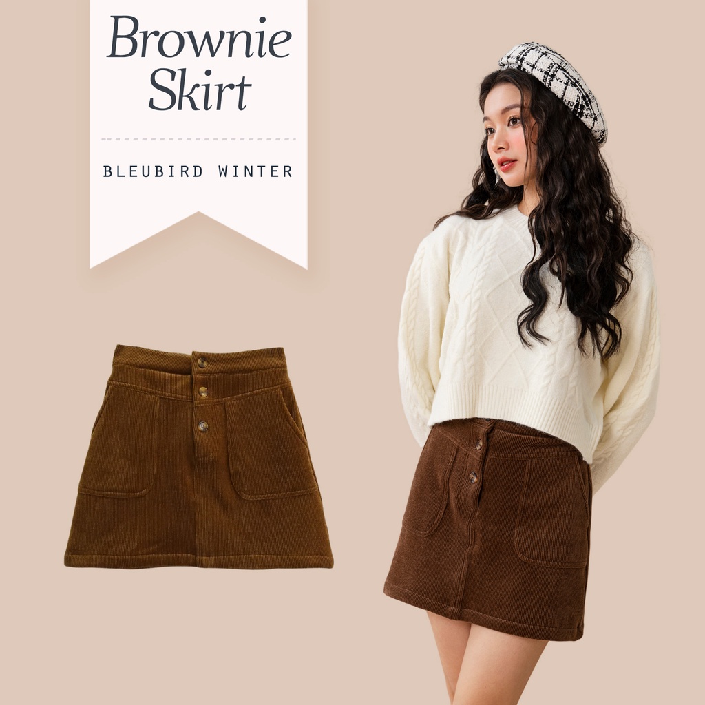 BLEUBIRD Chân váy nhung tăm mịn Brownie Skirt