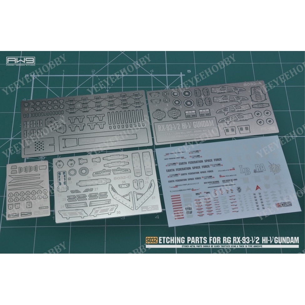 PHỤ KIỆN MOD AW9 - S032 - PHOTO ETCH NÂNG CẤP MÔ HÌNH 1/144 RG RX-93-V2 ...