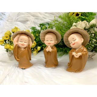 Bộ 3 tượng Chú Tiểu Hoan Hỉ Tài Lộc đội nón lá