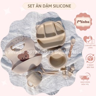 Set ăn dặm silicon cao cấp có đế hít chống đổ
