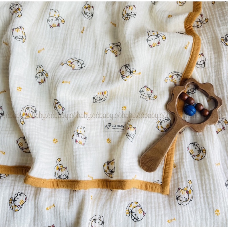[CÒ BABY] CHĂN XÔ MUSLIN ORGANIC 4 LỚP CAO CẤP CHO BÉ