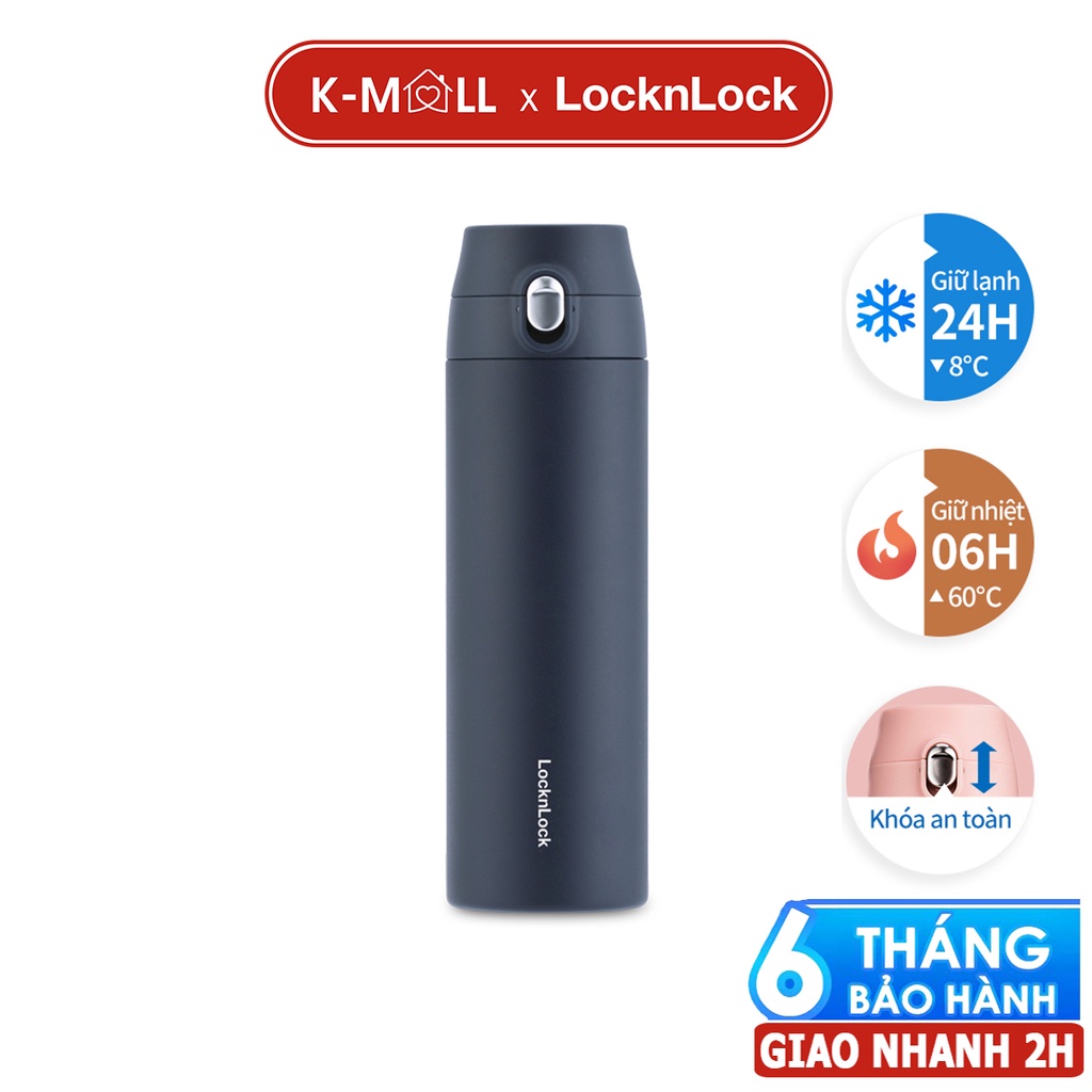 Bình giữ nhiệt LocknLock 500ml Featherlight One Touch LHC3257 Màu Xanh Navy mở nắp một chạm - K-MALL
