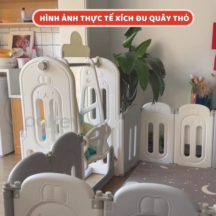 XÍCH ĐU Gắn Quây Thỏ Cao Cấp Pakey Cho Bé - Xích Đu Nhựa Dày Dặn Tải Trọng Đến 40Kg Chắc Chắn - Bảo Hành 1 Năm