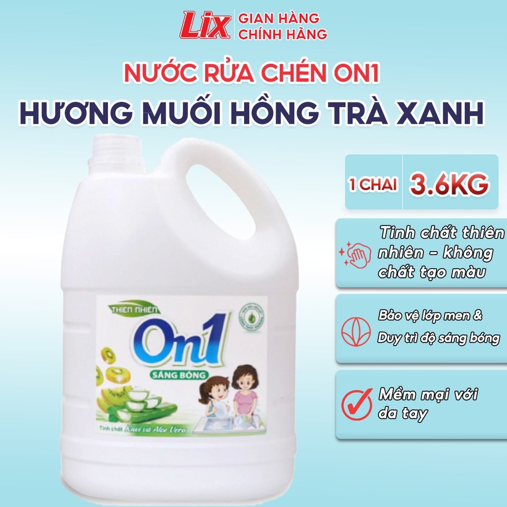 Ảnh Nước rửa chén On1 hương kiwi và aloe vera 3.6kg, gel rửa bát sạch bóng vết dầu mỡ N5008 - Lixco Việt Nam 1