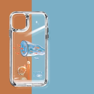 Ốp lưng iphone Mèo Bắt Cá Trong Suốt Chống Sốc lưng cứng Cho IPhone 14 12 13 11 Pro Max 6 6S 7 8 Plus X XS XR sd1022