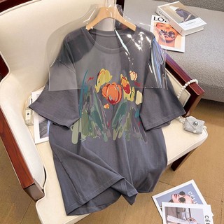 Áo thun HIIXIIVI cotton tay ngắn dáng suông in họa tiết trẻ trung thời trang unisex size 5XL