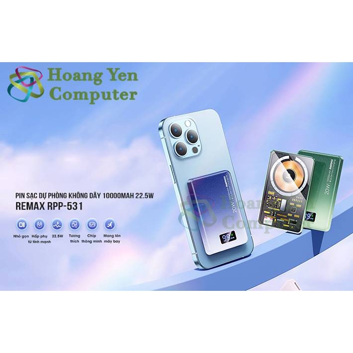 Sạc Dự Phòng Không Dây Remax RPP-531 10000mAh (Sạc Nhanh QC3.0 18W, 22.5W, PD20W, VOOC 2.0) - BH 1 Năm