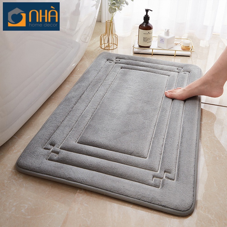 Thảm Lau Chân Mặt Nhung Dày Thấm Hút Nước, Chống Trơn Trượt