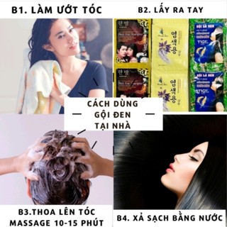Combo 10 Gói Dầu gội tự nhuộm đen tóc tại nhà