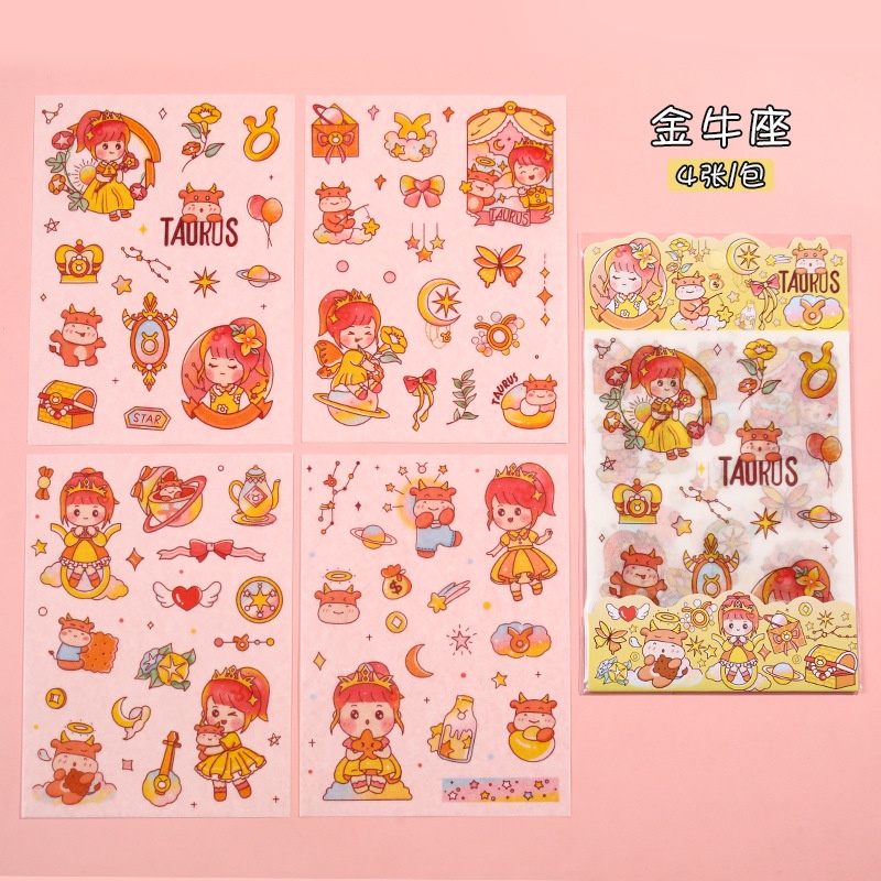 3 Tập 4 Tờ Sticker Dán 12 Cung Hoàng Đạo
