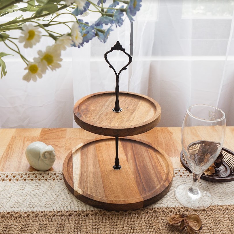 Dĩa Khay Trang Trí Bánh Trái Cây Bằng Gỗ Phong Cách Nhật