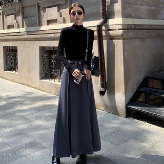 (Hỏa tốc) Chân váy chữ A dài xếp ly ulzzang màu Đen/ Xám kèm nịt Trendy y2k Lolalalo
