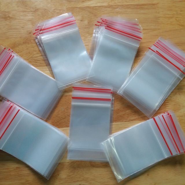 Túi Zip 500g túi đựng thực phẩm tủ lạnh, gia vị vuốt mép chỉ đỏ loại dày đẹp ,- Ấn vào chọn size