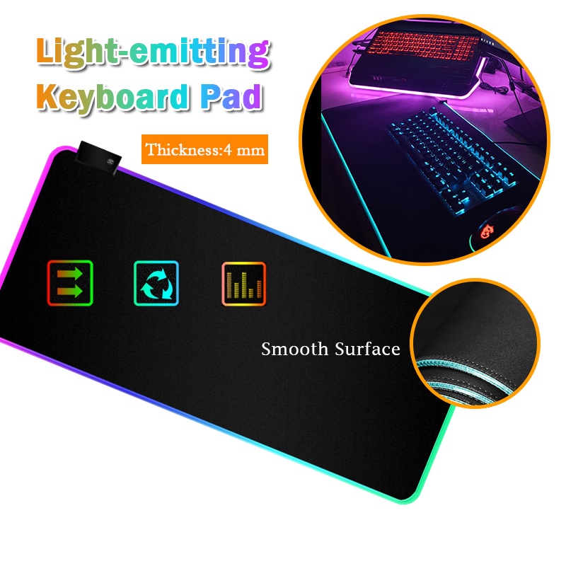 Miếng Lót Bàn Phím| Lót chuột cỡ lớn 80x30cm| Lót chuột LED RGB gaming, pad chuột LED RGB dày 4mm chống trượt siêu bền.