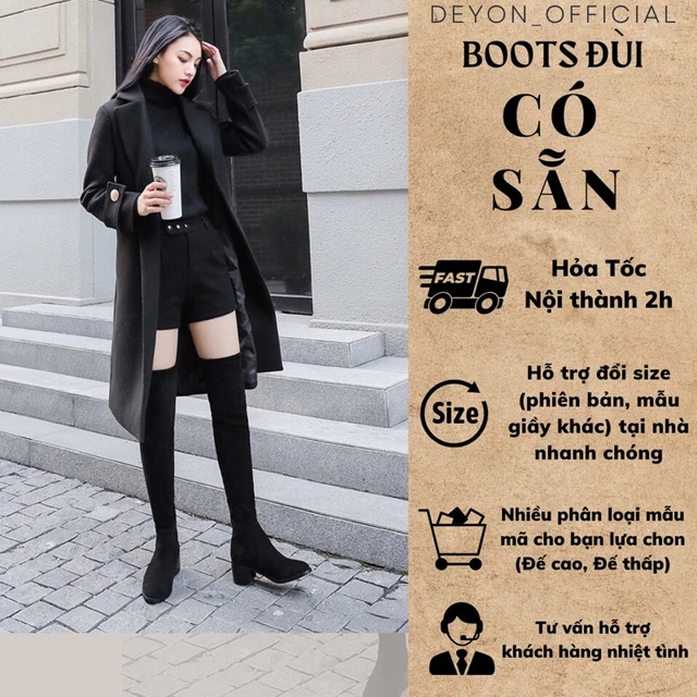 [Size 35-43] Boots đùi boots nữ cao cổ co giãn cao cấp ôm chân, bốt nữ cao cổ, bốt đùi nữ