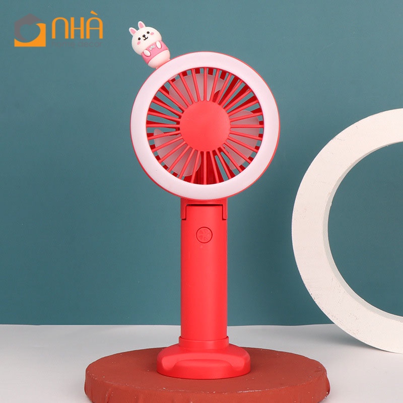Quạt Mini Cầm Tay Có Đèn Led Viền Quanh