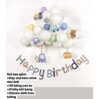 Set trang trí sinh nhật/Dây chữ HAPPY BIRTHDAY kèm sticker