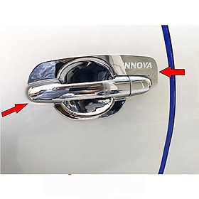 Ốp tay cửa xe Toyota Innova 2010- 2023, ốp hõm cửa Innova, MẪU nhựa MẠ CROM ABS sáng bóng
