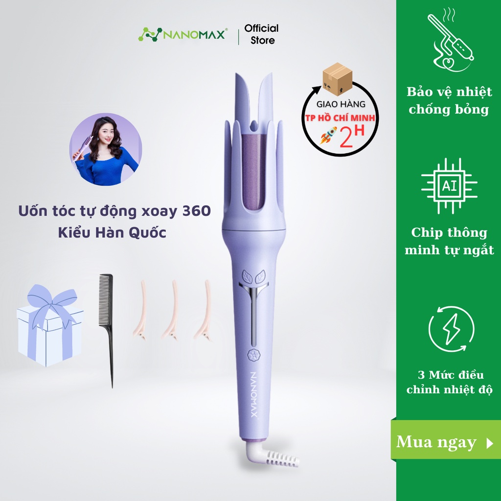 Ảnh Máy Uốn Tóc Xoay 360 Độ Nanomax XN-391 Tích Hợp Ion, 4 Mức Nhiệt Điều Chỉnh Tiện Lợi, Bh 6 Tháng 1