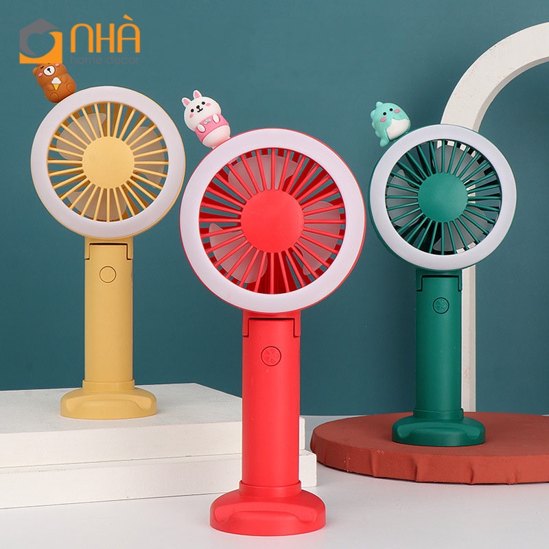 Quạt Mini Cầm Tay Có Đèn Led Viền Quanh