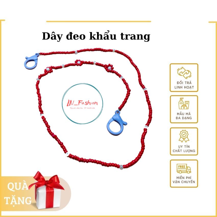 Dây đeo khẩu trang chống thất lạc cho bé - dây hạt cườm hoa phong cách Hàn Quốc