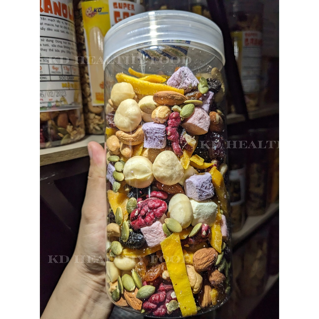 Hạt dinh dưỡng thương hiệu KD Shop mix 10 loại hạt loại 1 và trái cây sấy nhập khẩu 500g/ bịch