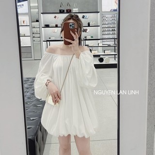 [V1.604] Váy Trễ Vai Tay Bồng 2 Màu Dáng Bom Bồng Bềnh Siêu Xinh Có Ảnh Thật