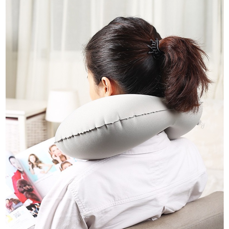 Gối Chữ U Tự Bơm Hơi, Gối Chữ U Văn Phòng, Du Lịch Chống Mỏi Cổ Tạo Cảm Giác Thỏa Mái