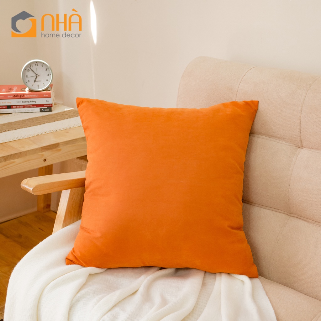 Vỏ Gối Tựa Lưng Sofa Cotton Nhung Mềm Trơn Màu