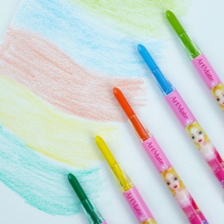 Bút Màu Sáp Vặn  ARTMATE 12-24 Màu Hữu Cơ Tươi Sáng, Bút Sáp Vặn Hình Công Chúa Để Khay Tiện Dụng TC01/2/3-PR