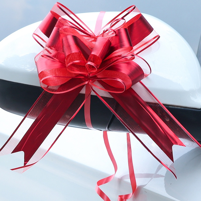 Set 5 nơ ruy băng rút trang trí giỏ quà, xe hoa, đám cưới, lễ tết - Kem Shop K333