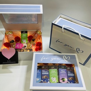 (24*19*8 cm) Combo hộp quà cửa sổ For You sang trọng tặng người yêu, ngày lễ Valentine, kèm túi giấy, phụ kiện xinh xắn