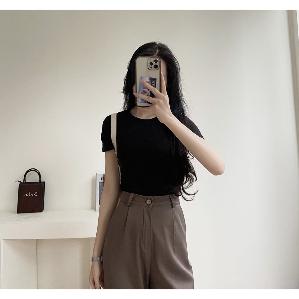 XẢ HÀNG Áo thun len mỏng form <45kg dáng vừa mềm mỏng siêu mát Miha Studio