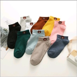 Set 10 đôi tất cổ ngắn hình gấu kute tặng kèm túi rút