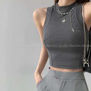 [ XẢ HÀNG ] THEKIM Áo ba lỗ trơn croptop , áo 3 lỗ sát nách viền bo nách cổ ôm body A123