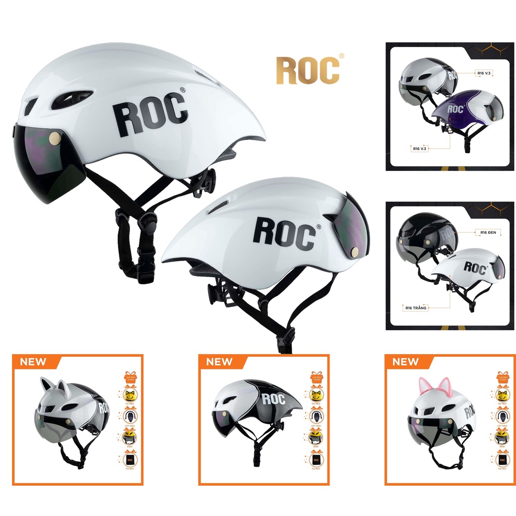 Nón xe đạp thể thao ROC R16 R18- Kính hít - Đuôi nhọn - Siêu nhẹ - Hàng ...
