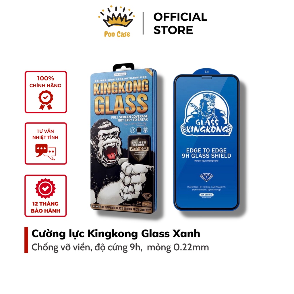 Kính cường lực iphone King Kong Glass xanh chính hãng wekome iphone 6 7