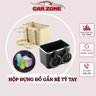 Hộp Đựng Đồ Ô Tô Đa Năng Gắn Bệ Tỳ Tay – Có Khay Đựng Cốc Nước, Điện Thoại Và Giấy Ăn CarZone