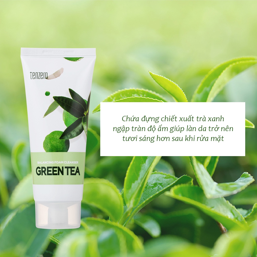 Ảnh Sữa Rửa Mặt Trà Xanh Tạo Bọt Mềm Mịn Làm Sạch Sâu, Dưỡng ẩm, Ngừa Mụn Tenzero Balancing Foam Cleanser Green Tea 100g 3
