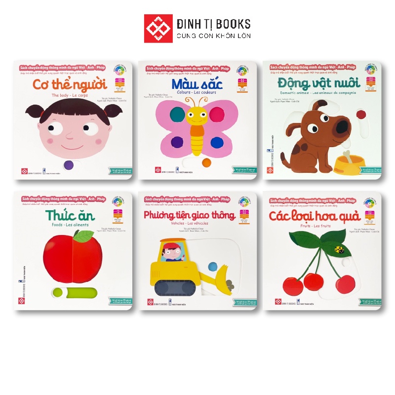 Sách đa tương tác - Chuyển động thông minh đa ngữ Việt - Anh - Pháp - Dành cho trẻ từ 0 - 6 tuổi - Đinh Tị Books