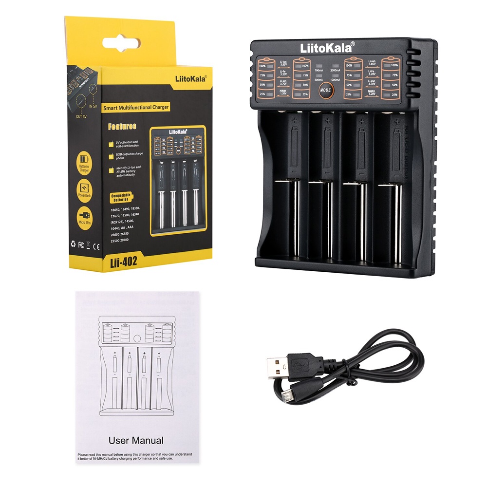 Bộ sạc pin Lii-402 đa năng 4 khay Pin AA AAA 18650 26650 14500 Pin ...