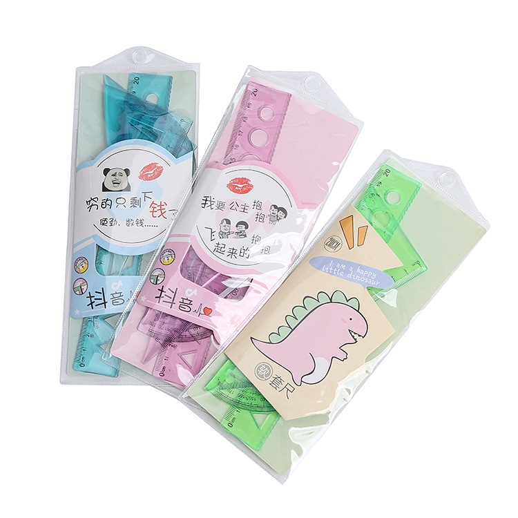 Túi 4 thước nhựa dẻo khủng long và truyện tranh cute