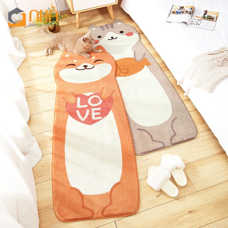 Thảm Lau Chân Lông Cừu Dài Dáng Động Vật Trang Trí Cửa Ra Vào Phòng Khách, Chân Giường Dễ Thương