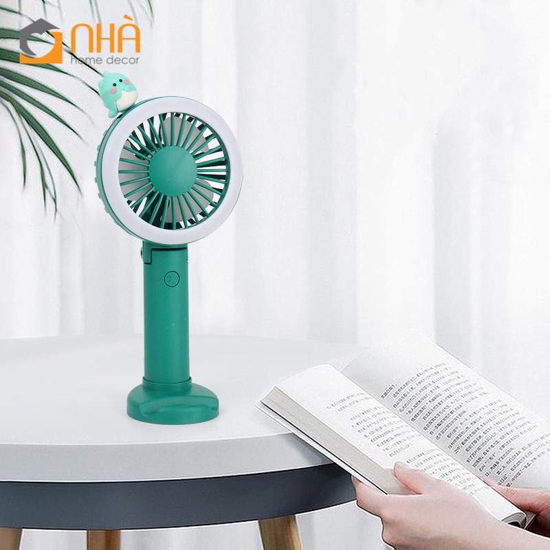 Quạt Mini Cầm Tay Có Đèn Led Viền Quanh