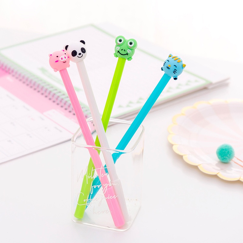 3 Bút Nước Gel Đen Heo Ếch Mèo Gấu Trúc Xinh