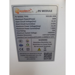 Tấm pin năng lượng mặt trời MONO 30W [Sạc cho bình ắc quy 12V]